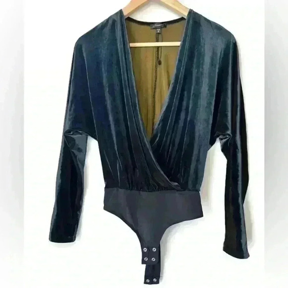 Dynamite Blue Velvet Bodysuit Vampire Core Goth Dark Academia Whimsigoth XXS - Picture 1 of 9